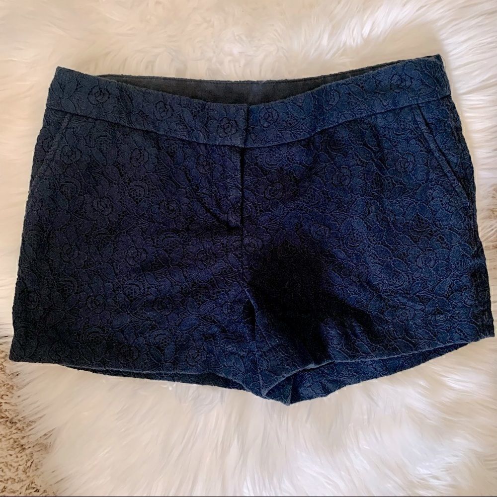 Kenar Navy Blue Floral Lace Shorts Size 4